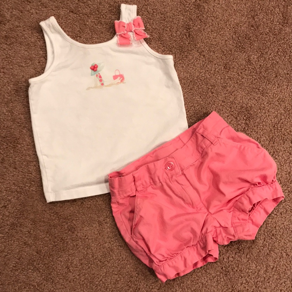 Janie and Jack Toddler Girl Summer Pink Outfit 2T